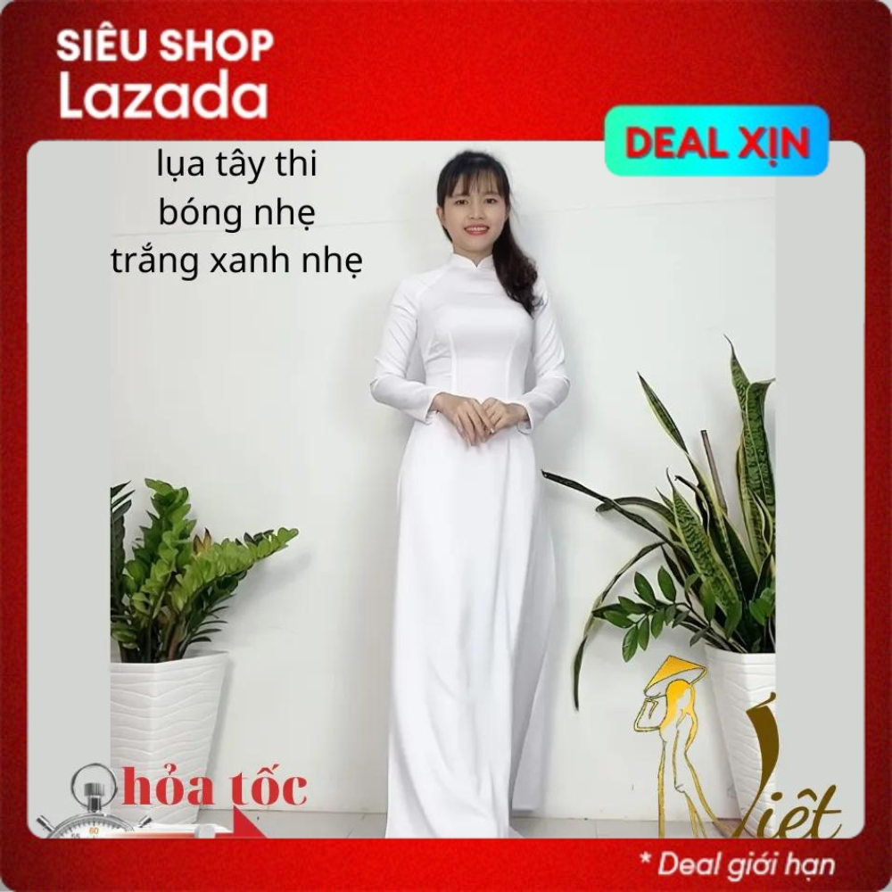 Áo dài trắng nữ học sinh đi học may sẵn truyền thống giá rẻ lụa tây thi áo dài nữ đẹp