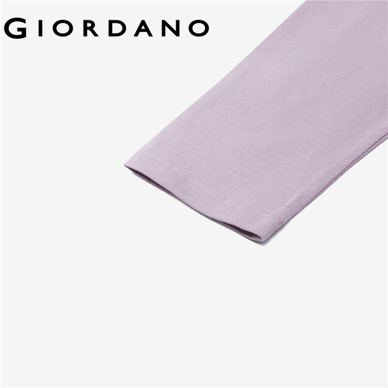 Áo thun nữ T-shirt cổ tròn tay áo dài phối hình thời trang chất vải cotton thoải mái thường ngày GIORDANO Free Shipping 99392103