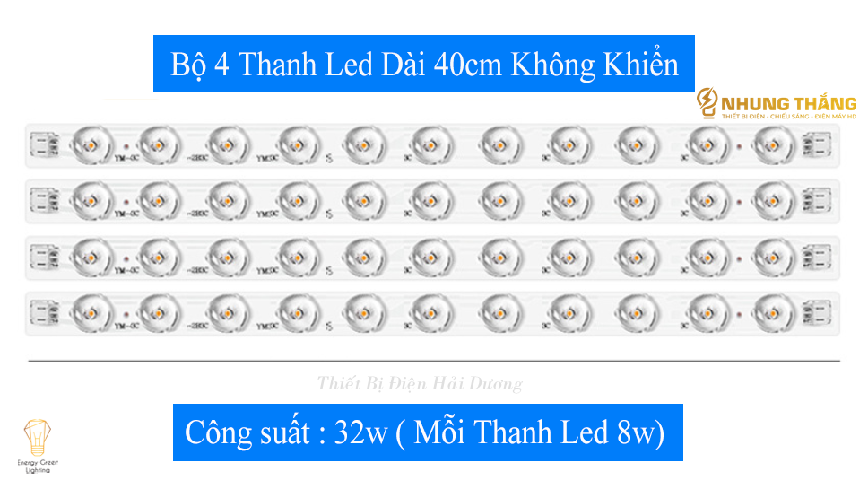 Bộ Thanh Led Dài 40cm,50cm Lắp Ốp Trần Thay Thế Cho Bóng Ốp Trần Cũ Hoặc Bị Cháy - 3 Chế Độ Ánh Sáng - Có Điều Khiển - Có Video Thực Tế