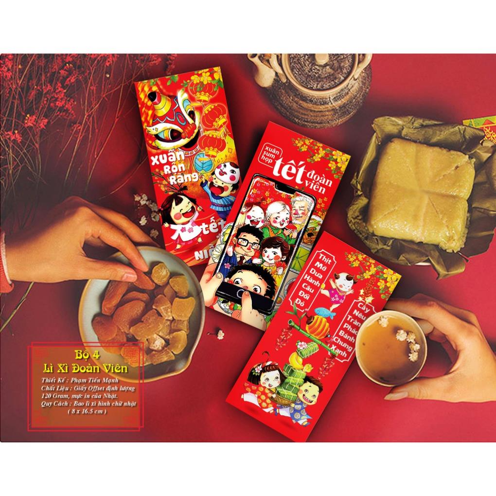 Bộ 100 Phong Bao Lì Xì Tết ( Chia Đều Các Mẫu )
