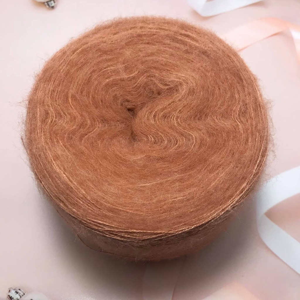 len mohair sợi nhỏ trơn cuộn 100gr
