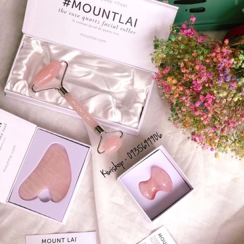 [HCM]Thanh lăn mát xa chăm sóc da mặt Mount Lai Jade Roller Rose Quartz Amethyst