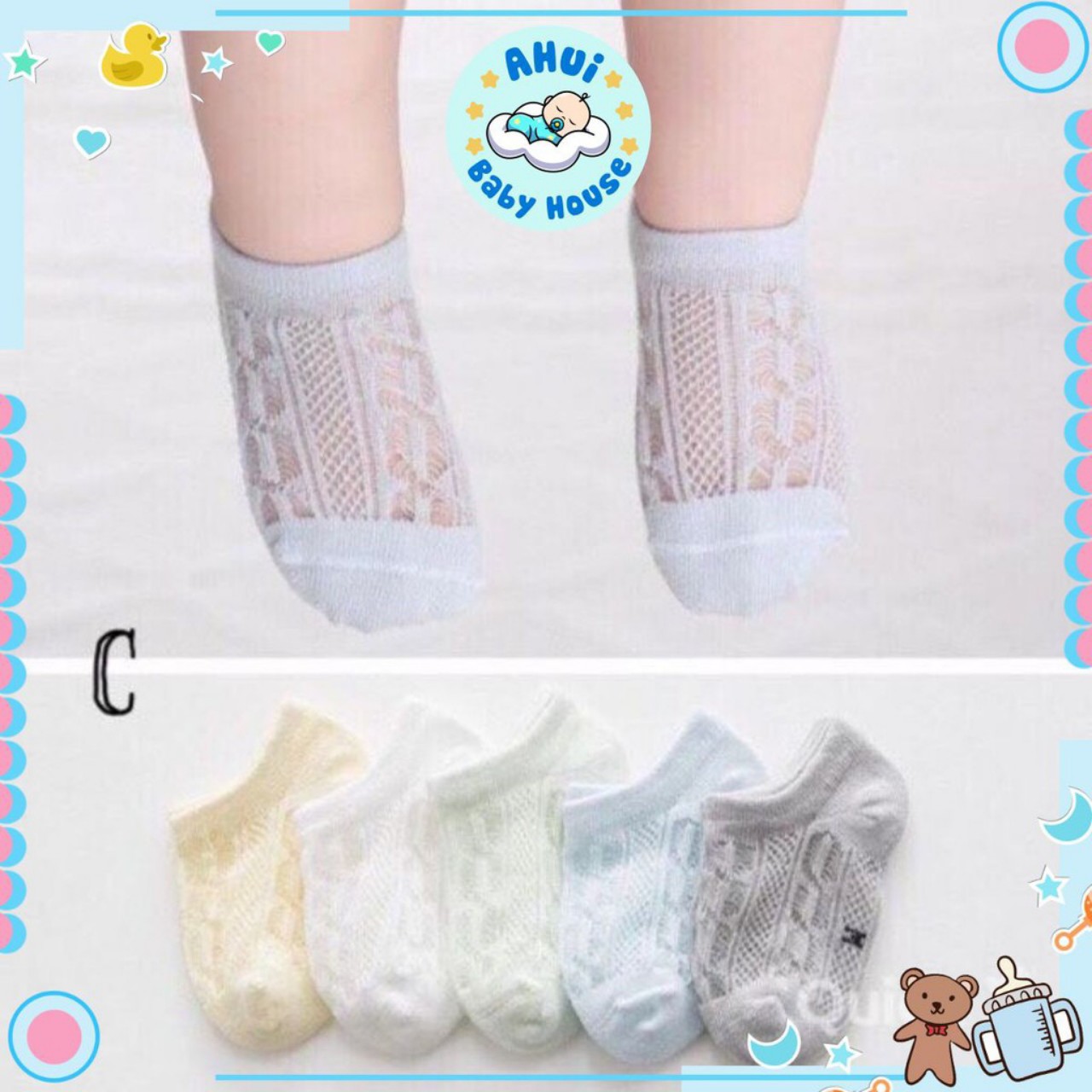 Set 5 đôi vớ lưới mùa hè cho bé