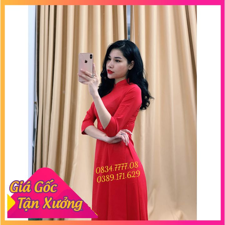 {Siêu Rẻ} Áo Dài Trơn Đồng Phục Công Sở 2 Tà Lụa Nhật [Không Kèm Quần]