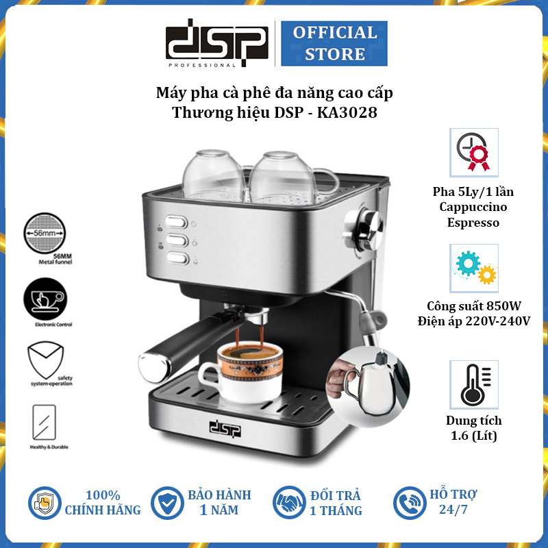 Máy pha cà phê đa năng thương hiệu cao cấp DSP KA3028 - Hàng Nhập Khẩu Chính Hãng