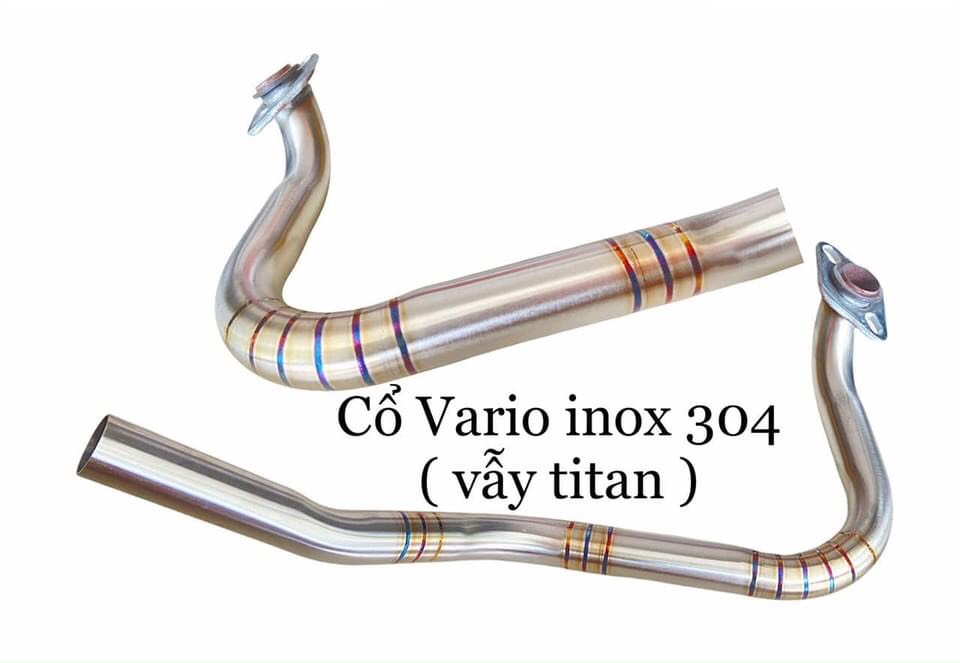 Cổ pô vario 2018 - 2021 inox 304 mối hàn titan gắn pô zin