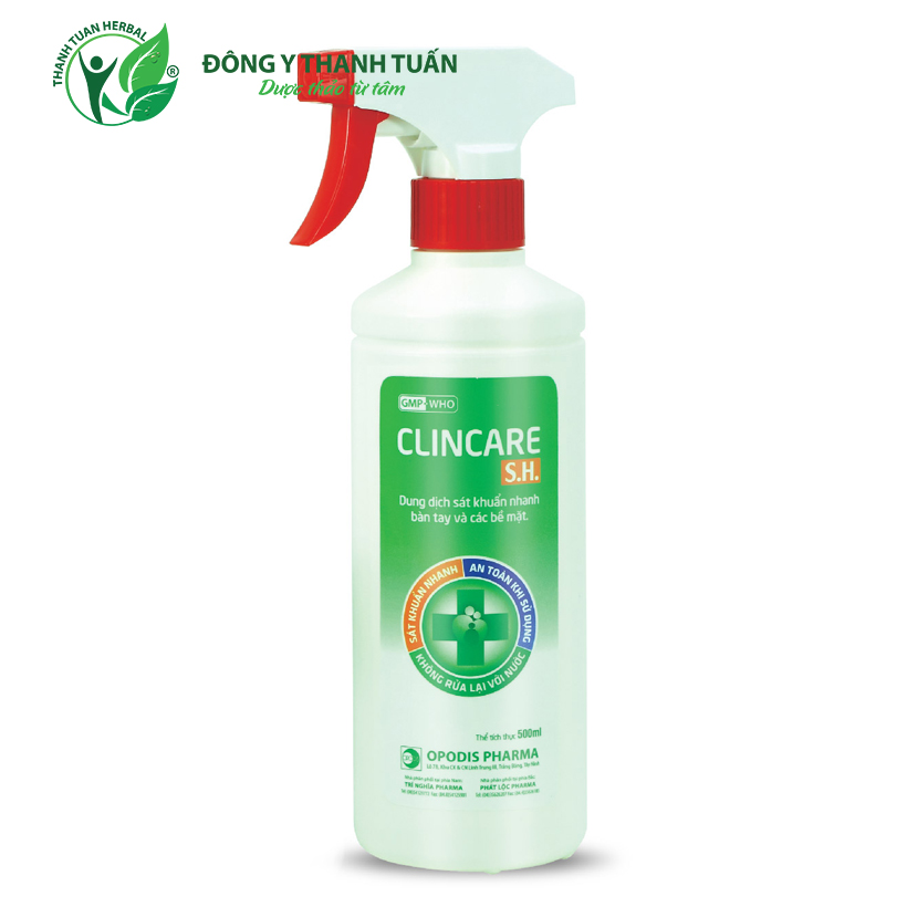 Xịt sát khuẩn tay nhanh khô và bề mặt vật dụng Clincare SH 500ml