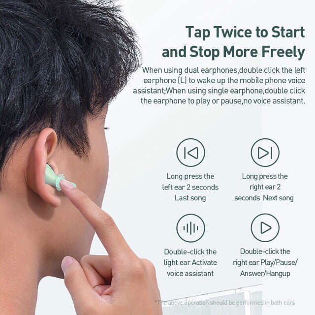Tai nghe Bluetooth True Wireless Baseus W09 Encok (TWS, Intelligent Touch Control, Stereo Bass, Smart Connect)