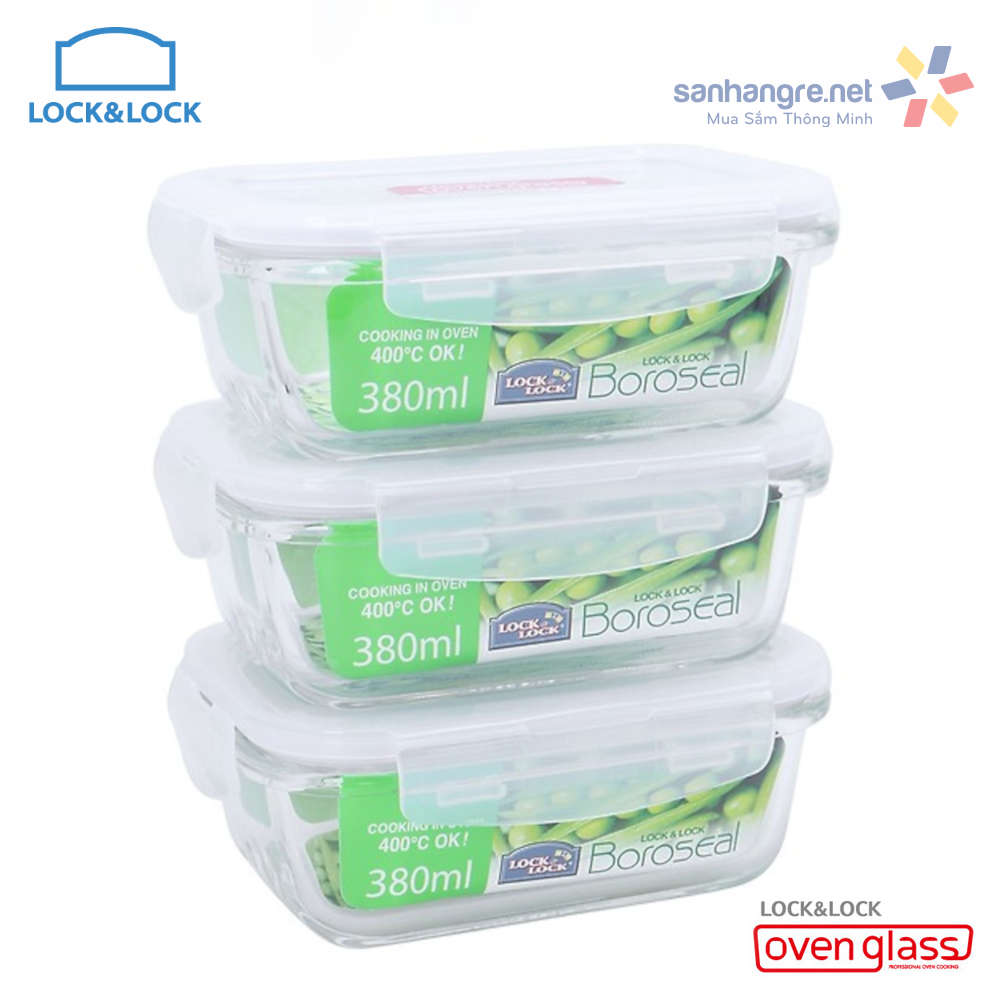 Bộ 5 hộp thủy tinh tròn chịu nhiệt Lock&Lock LLG822 400ml
