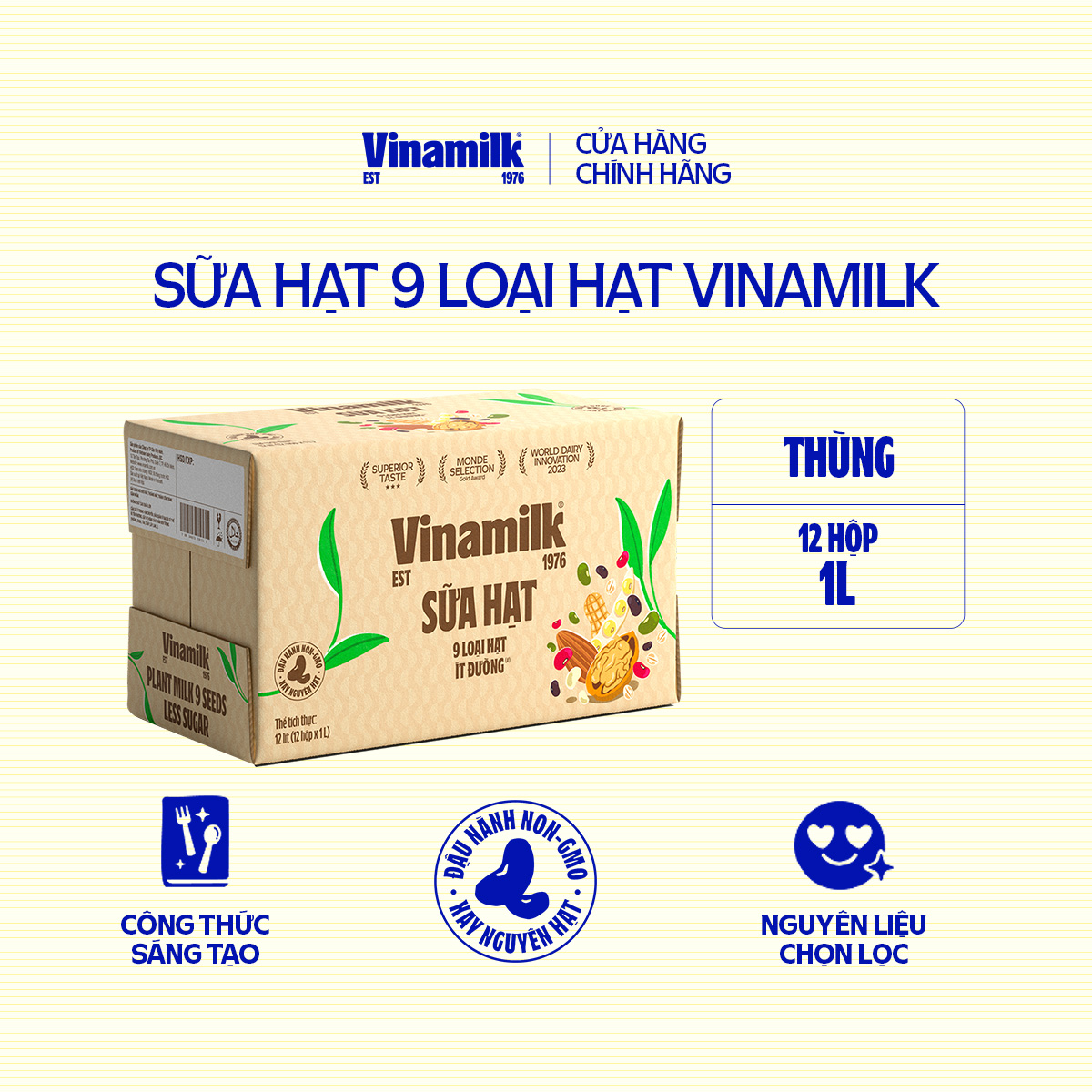 Sữa 9 loại hạt Vinamilk - Thùng 12 hộp 1L