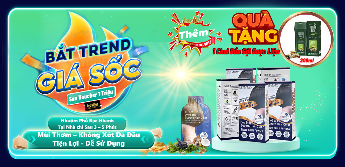 thuốc nhuộm tóc bạc , 1 gói/1 lần dùng, bestke