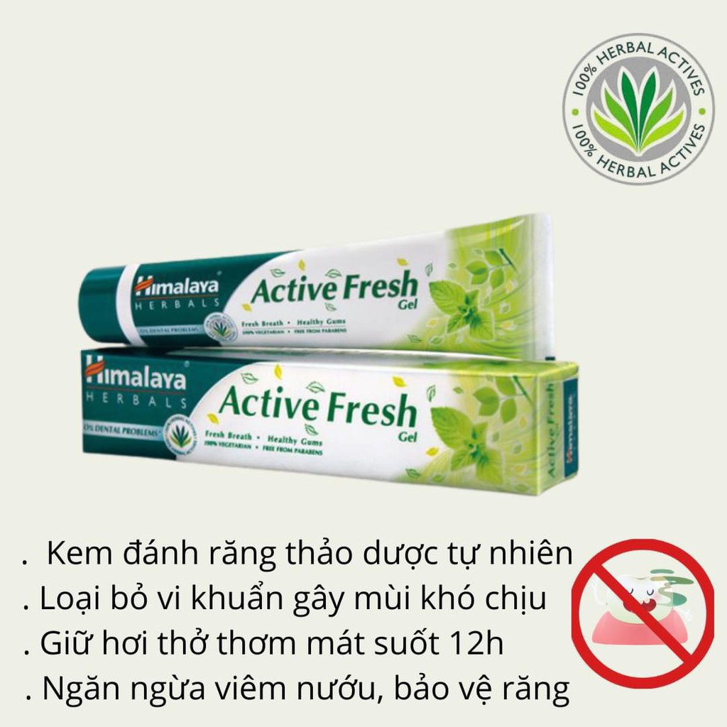 Kem đáng răng Himalaya Thơm miệng bảo vệ răng lợi Active Fresh