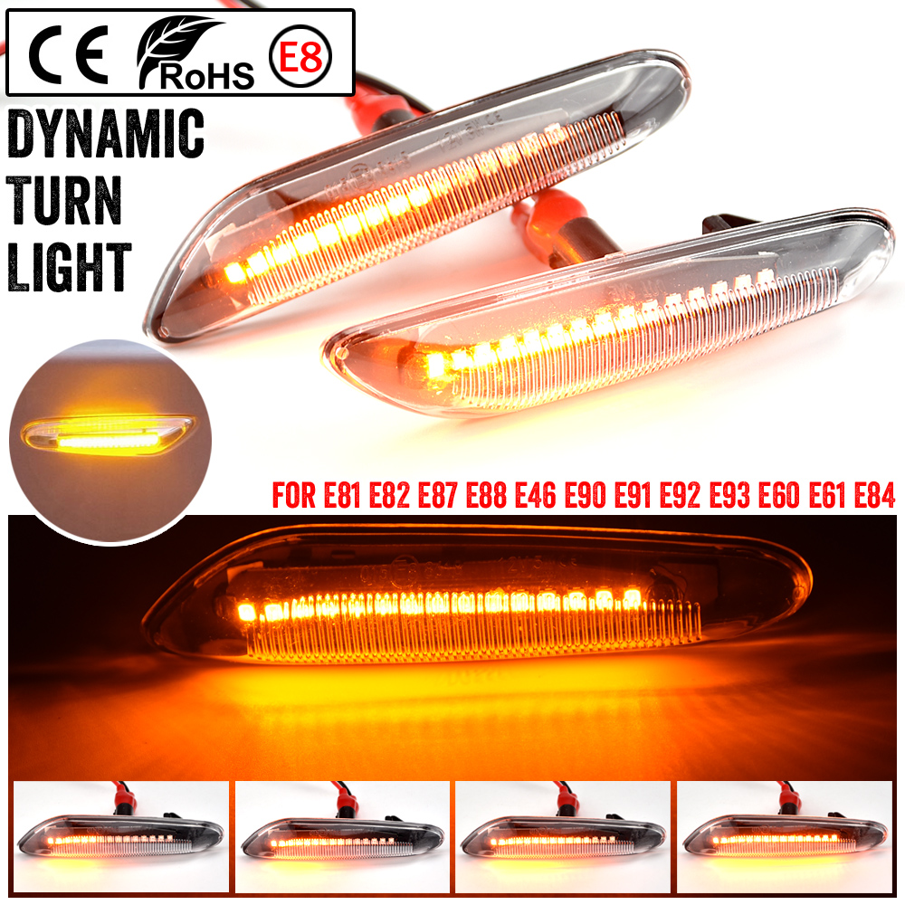 Năng động chảy tuần tự dẫn bên đánh dấu ánh sáng đèn rõ ràng cho BMW E46 E60 E61 E81 E82 e83 e84 e87 E90 E91 E92 e93