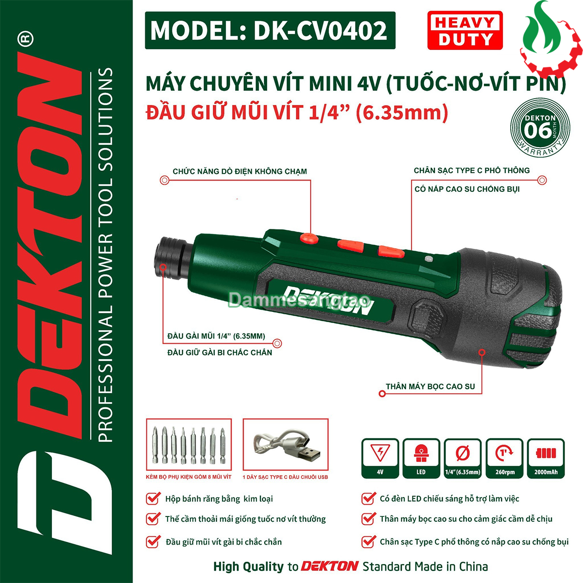 Máy vặn vít pin 4V Dekton DK-CV0402 (Dò điện không chạm)