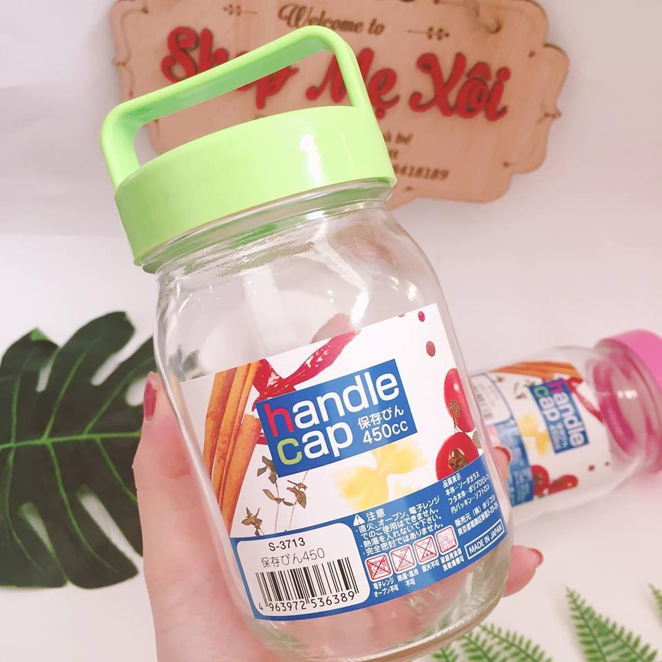 Lọ thủy tinh có quai xách 450ml Hàng Nhật