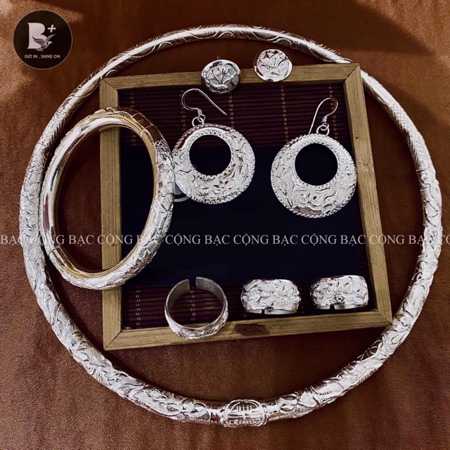[HOÀN TIỀN MAX 6%] Kiềng Cổ Bạc Nguyên Chất Chạm Rồng - Size 14
