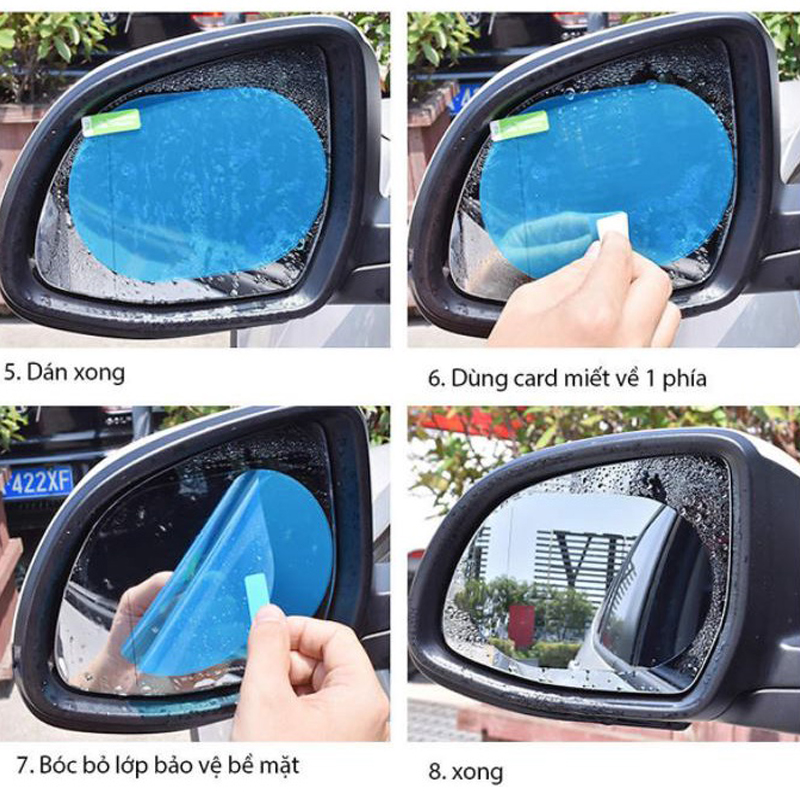 Miếng dán gương ô tô chống bám nước (1 bộ 2 miếng)