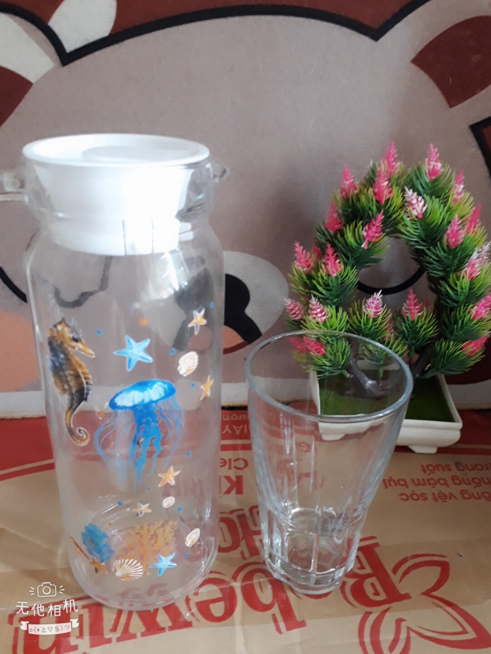 [HCM]BÌNH THỦY TINH KÈM LY DUNG TÍCH 1L