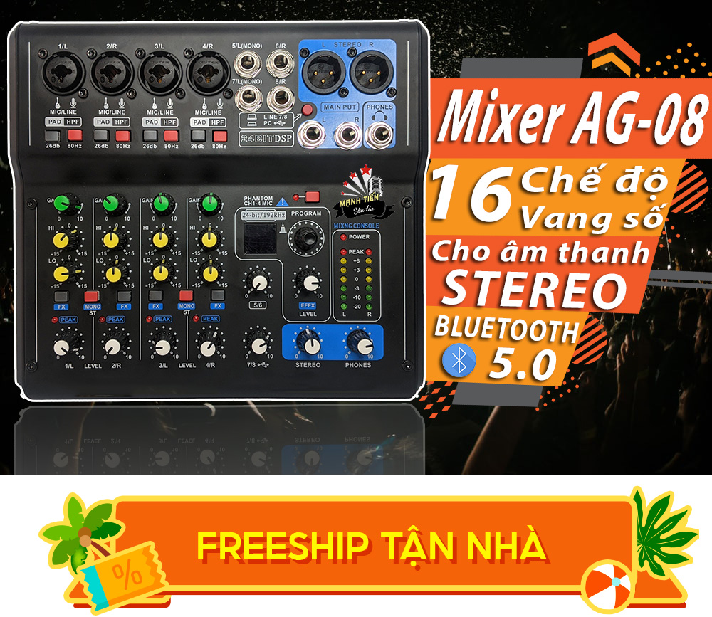 [HCM]( XẢ KHO CUỐI NĂM) Mixer - Bàn Trộn 2020 Mixer G8 Tích hợp vang số MIXER G08 - MIXER KARAOKE LIVE STREAM Thu Âm Chuyên Nghiệp Thích Hợp Cho Karaoke Gia Đình Loa Kéo Âmly Hỗ Giọng Hát Cực Hay BH 12 THÁNG