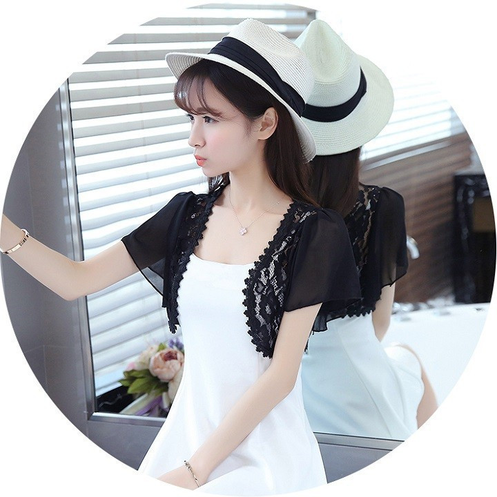 [HCM]Áo khoác ren form ngắn phối tay voan
