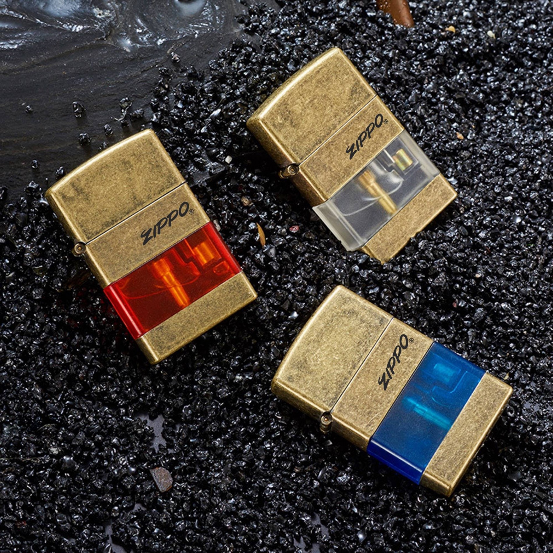 BẬT LỬA KHÈ ZIPPO - GAS LỘ THIÊN MÀU CỔ MẪU - (XÀI GAS)