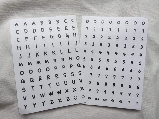 1 Tấm Sticker Chữ Cái Alphabet / Sticker Số