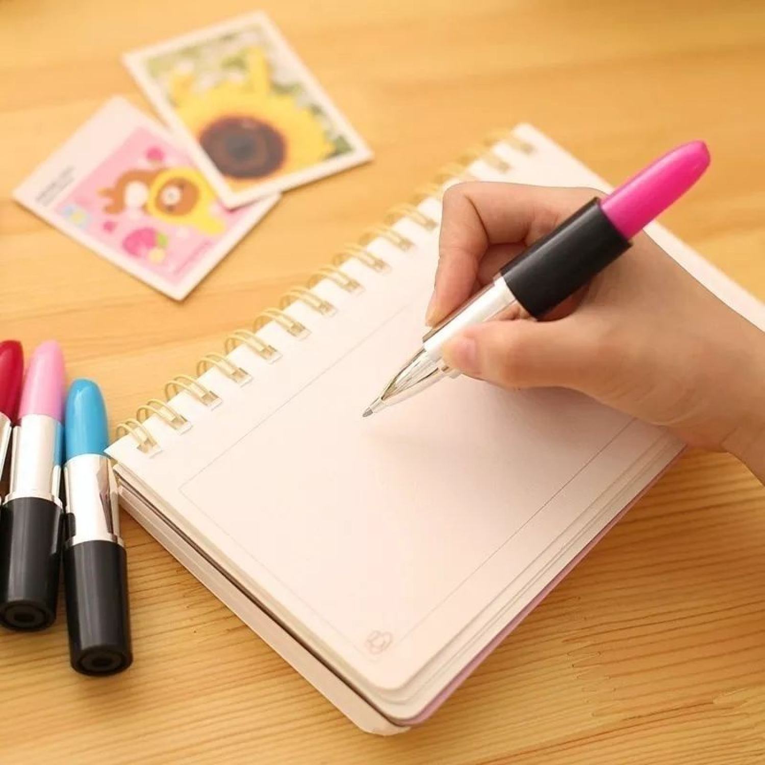 Bút bi hình thỏi son mực xanh