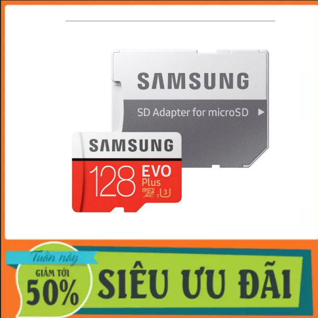 Thẻ nhớ microsdxc samsung evo plus 128gb u3 4k r100mb/s w60mb/s - box anh new 2020 (đỏ