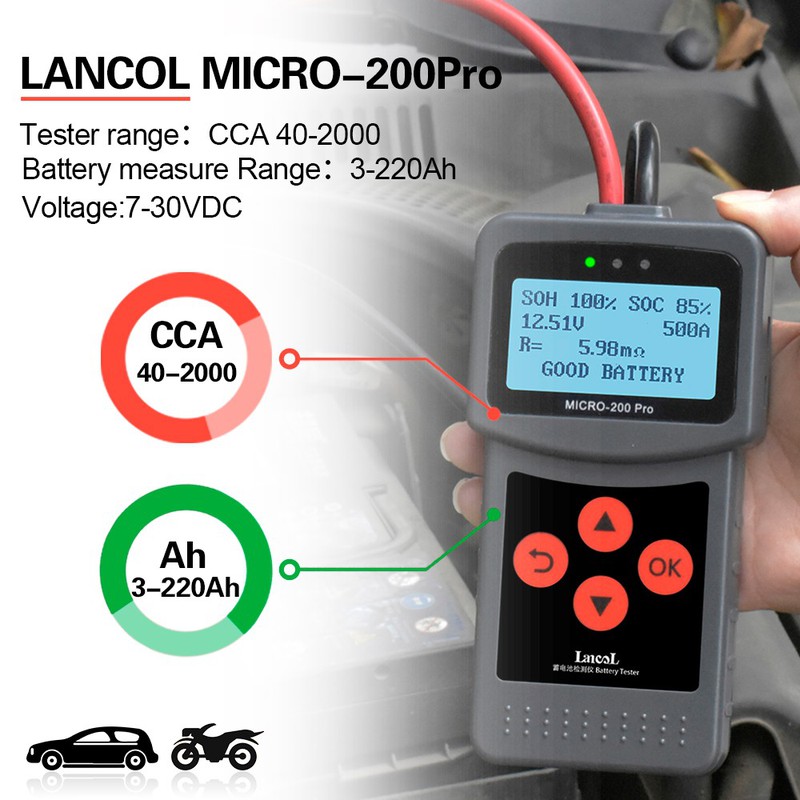 Bộ đo kiểm tra ắc quy LANCOL Micro - 200 Pro ( Chính Hãng ) [HUNGCLE]