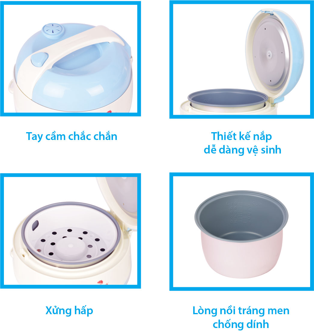 [HCM]Nồi Cơm Cơ Điện Nắp Gài Happycook 1lít HC-100