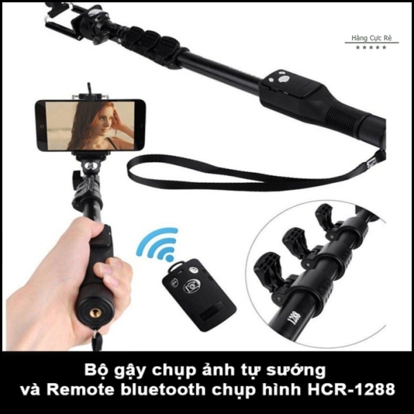 Bộ Gậy Chụp Hình Tự Sướng Bluetooth - Selfie Dành Cho Điện Thoại - Có Remote Điều Khiển Từ Xa Không Dây - HCR1288