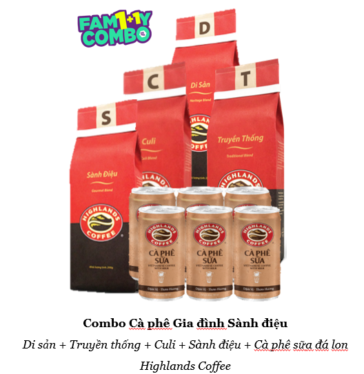 BÁO GIÁ Cà Phê Sành Điệu Highland | Shopee Lazada Sendo Tiki mới nhất 54 Combo Gia đình sành điệu Cà phê Highlands Coffee Rang Xay Di sản, Truyền thống, Culi, Sành điệu, lốc 6 lon Cà phê sữa đá