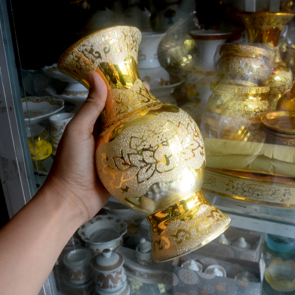 Bình hoa thờ cúng kim sa vàng -Nhiều cỡ