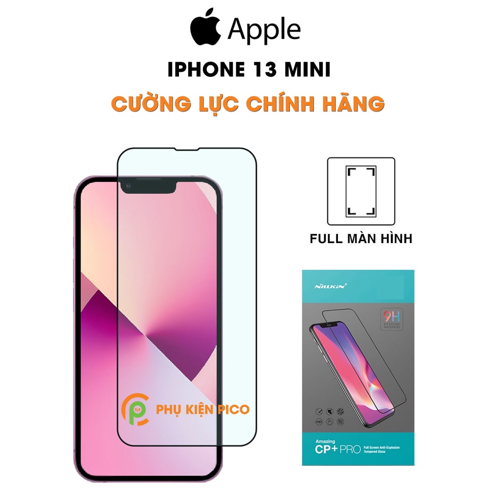 Kính cường lực iPhone 13 Mini full màn chính hãng Nillkin CP+ Pro viền đen siêu mỏng - Dán màn hình Iphone 13 Mini