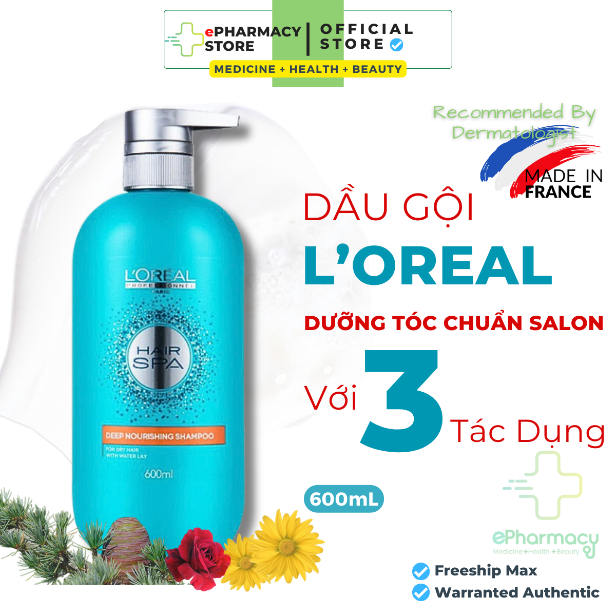 Dầu gội loreal hair spa deep nourishing shampoo - dầu gội l'oreal cấp ẩm cho tóc khô
