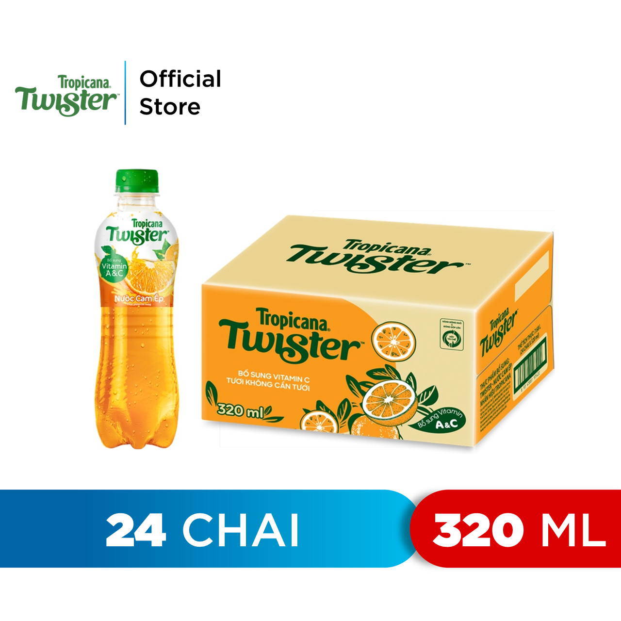 Thùng 24 Chai Nước Trái Cây Twister Cam (320ml /chai)