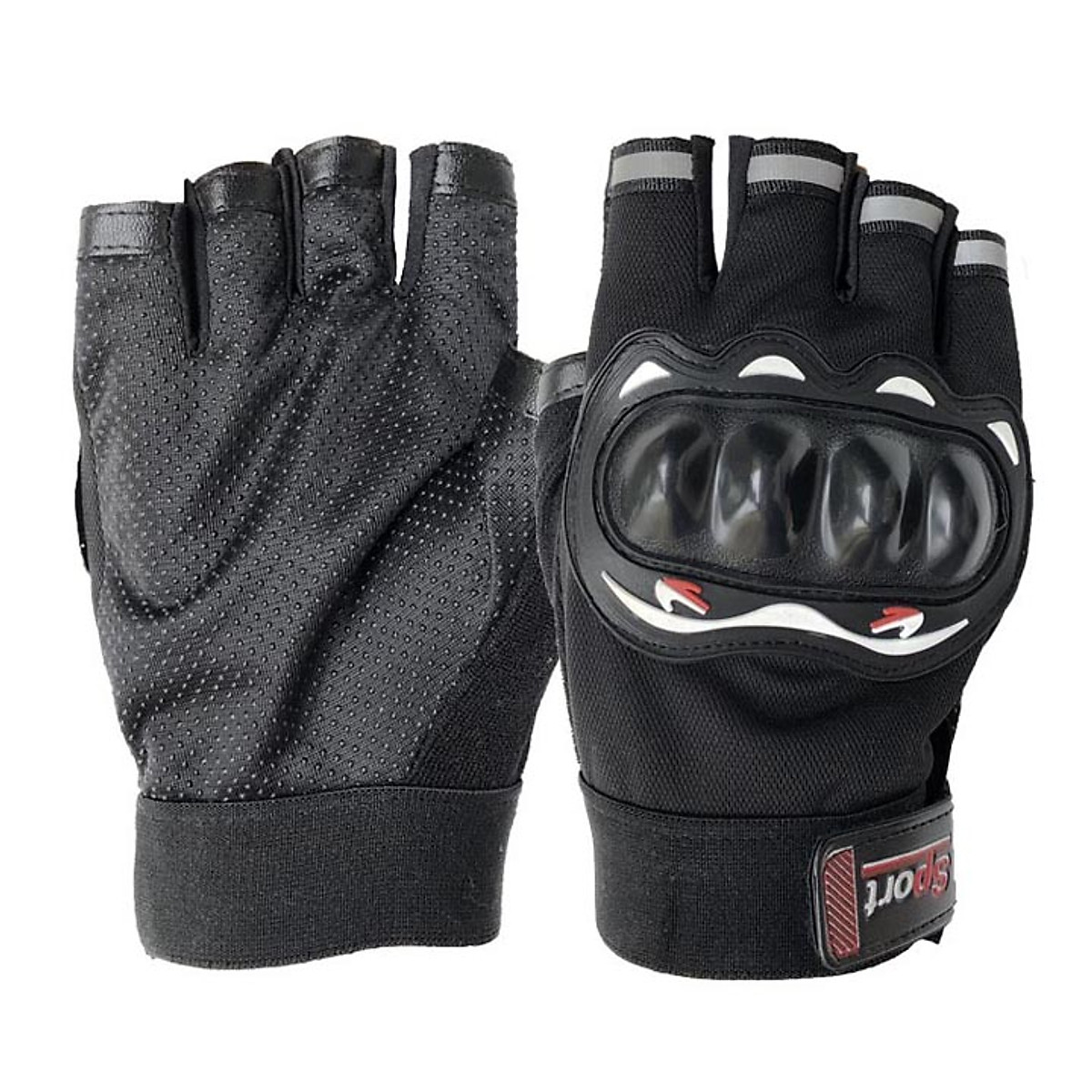 [HCM]Găng tay cắt ngón thể thao nam có miếng đệm bảo vệ phù hợp chạy xe máy xe đạp thể thao - Xanh-GT03