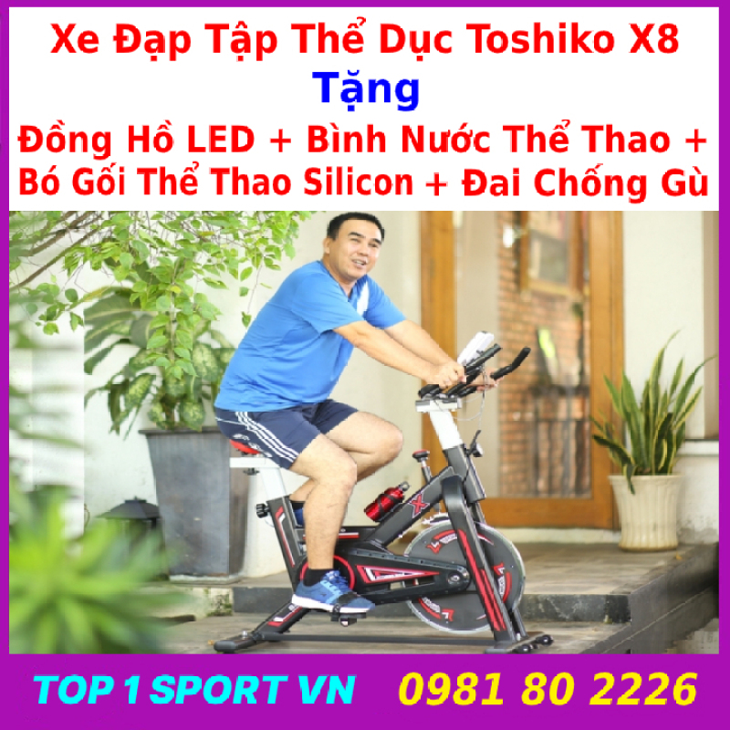 Xe đạp thể thao xe đạp thể thao toshiko | xe đạp thể thao toshiko x8 tặng bình nước + đồng hồ chỉ số + băng gối silicon + đai chống gù - bảo hành 36 tháng