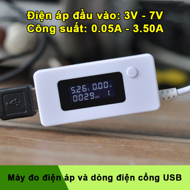 Máy đo dòng điện và điện áp cổng USB KCX-017 (Test điện thoại cốc sạc và pin sạc dự phòng...)