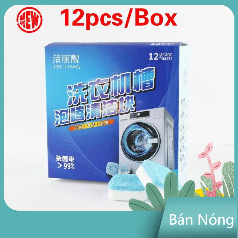 Hộp 12 Viên Viên Tẩy Vệ Sinh Lồng Máy Giặt Diệt khuẩn và Tẩy chất cặn Lồng máy giặt hiệu quả - Aeneas Shop