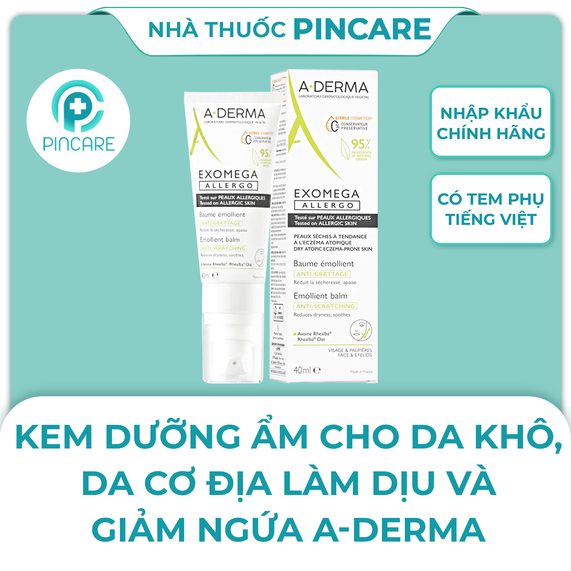 Kem dưỡng ẩm cho da khô aderma exomega control 50ml - nhà thu.ốc pincare
