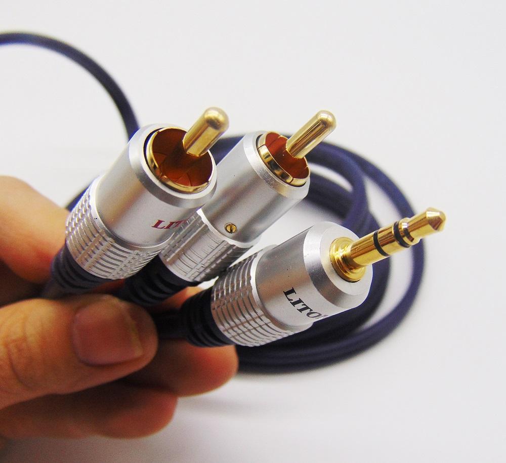 Dây 3.5mm ra 2 đầu RCA Liton USA (màu xanh)