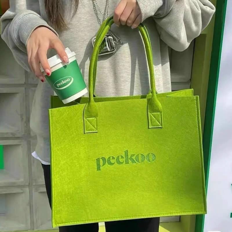 Túi làn peekoo xanh lá,💖freeship💖, 2 sz 30cm và 40cm eofo