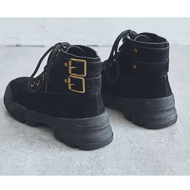 Giày boot nữ martin nhung retro Đồ Da Thành Long TLG 20469