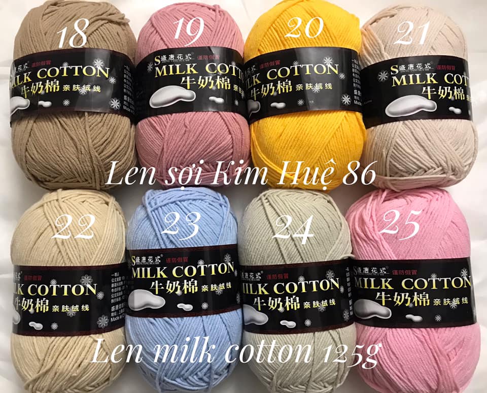 Len milk cotton loại 1 cuộn 125gr ( từ màu 46 đến màu 78)
