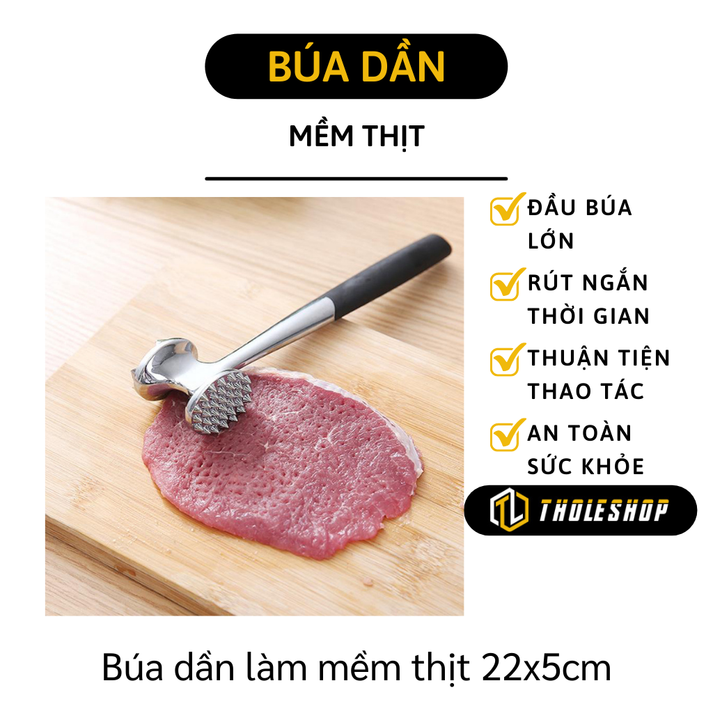 Búa đập làm mềm thịt - Búa đần thị 2 đầu, đập gừng, tỏi, vỏ quả ốc óc chó tiện lợi - Búa châm thịt làm bít tết Beefsteak