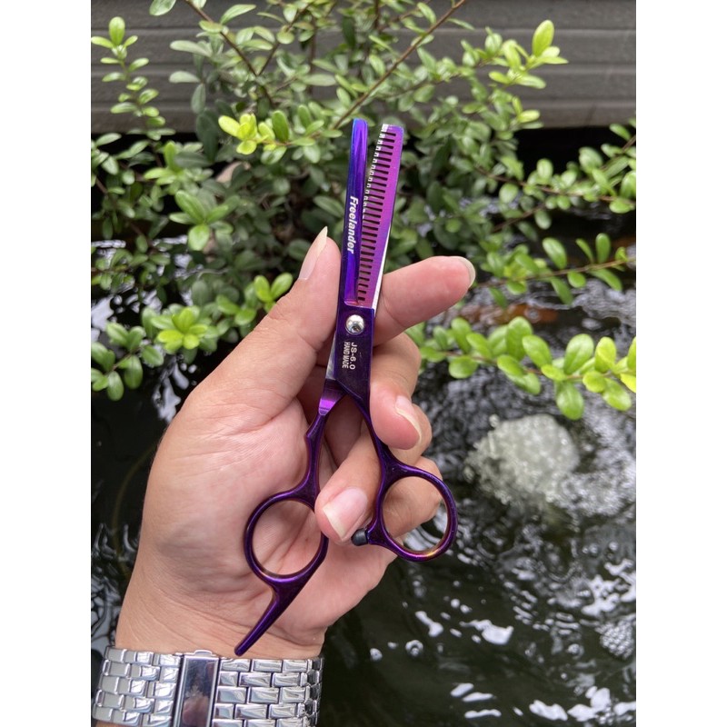 [HCM]Kéo cắt tóc Nhật Bản cao cấp màu tím titan MS05 [Mua bộ kéo tặng kèm bao da ]