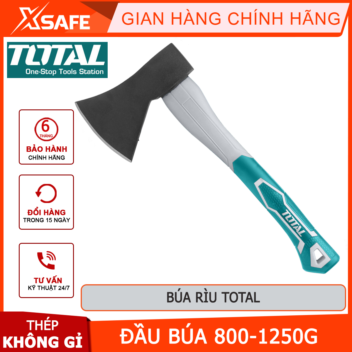 Búa rìu TOTAL | búa cầm tay mini chiều dài 390-700mm chất liệu thép carbon 45#, chịu nhiệt, dùng để chẻ củi, đốn hạ cây cối, phát quang bụi rậm,…