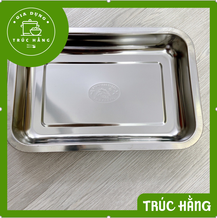 Khay - mâm inox chữ nhật sâu nhiều size loại tốt