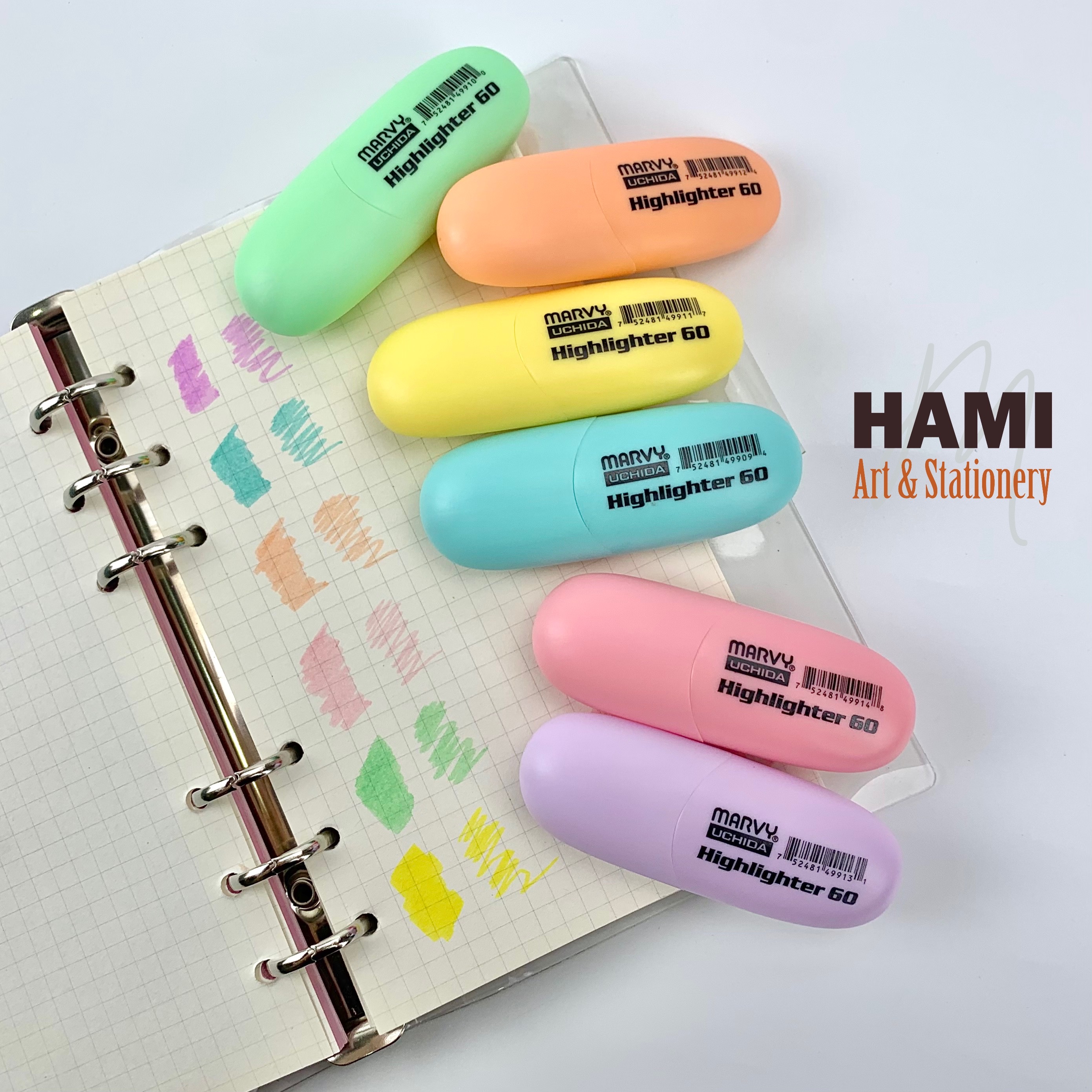 Bút dạ quang mini tone pastel Marvy HL60P